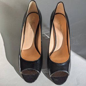 Cole Haan Black Patent Peep Toe Pumps Size 7.5
